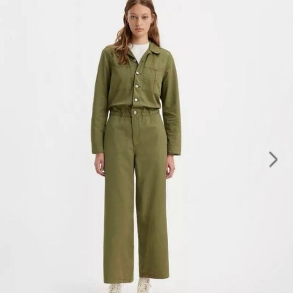 Levi's Premium ICONIC JUMPSUIT military green olive Women’s Size L NWT - Picture 4 of 9